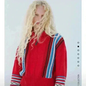 ✨SALE✨Zara Jacquard Knit Cardigan Size S Red